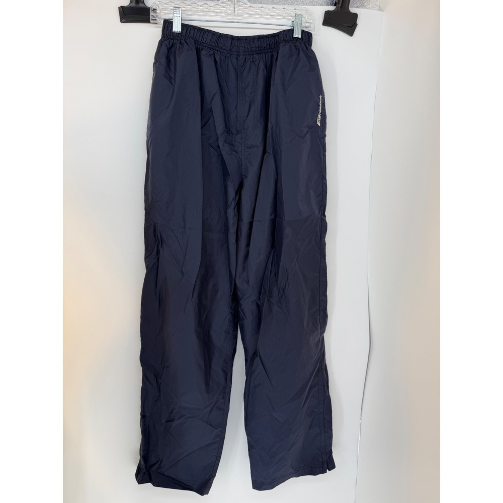 Vintage Reebok Navy Blue Baggy Nylon Track Pants Side Zip XL Blokecore Unlined